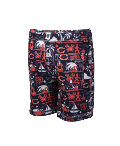 Wes & Willy Big Boys And Girls Navy Chicago Bears Luau Swim Trunks In Multi