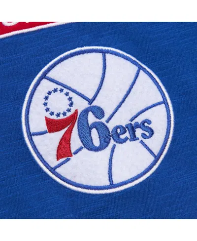 Mitchell & Ness Men's Royal Philadelphia 76ers Hardwood Classics Felt Applique Slub T-shirt In Blue