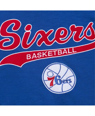 Mitchell & Ness Men's Royal Philadelphia 76ers Hardwood Classics Felt Applique Slub T-shirt In Blue