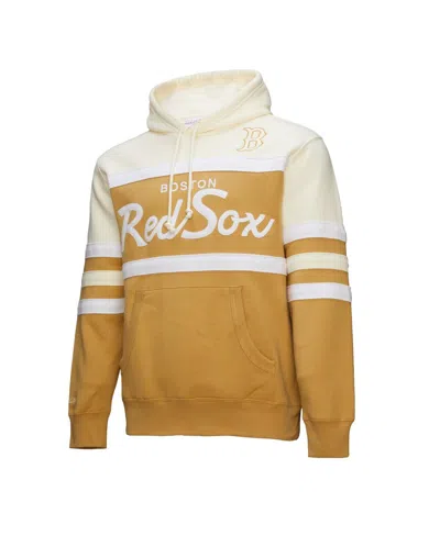 Mitchell & Ness Men's Tan/cream Boston Red Sox Head Coach Pullover Hoodie In Neutral