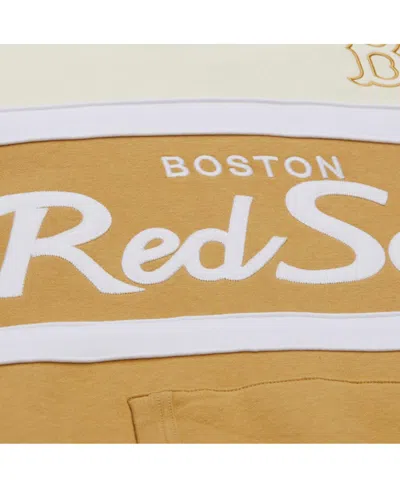 Mitchell & Ness Men's Tan/cream Boston Red Sox Head Coach Pullover Hoodie In Neutral