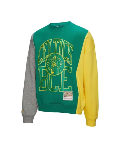 Mitchell & Ness Men's And Women'sâ Kelly Green Boston Celtics Hardwood Classics Split 3 Pullover Sweatshirt