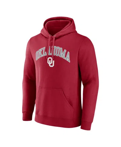 Fanatics Men's Crimson Oklahoma Sooners Arched Logo Pullover Hoodie Sweatshirt In Red