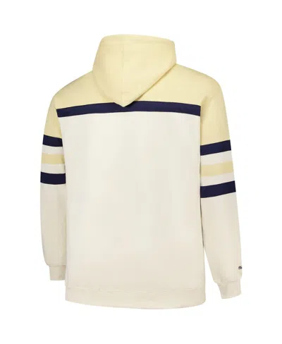 Mitchell & Ness Men's Cream Michigan Wolverines Big Tall Head Coach Pullover Hoodie In Neutral