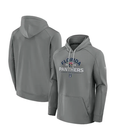 Fanatics Men's Gray Florida Panthers 2025 Stanley Cup Playoffs Authentic Pro Rink Fly Fleece Pullover Hoodie In Gray