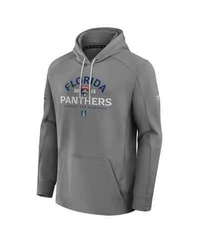 Fanatics Men's Gray Florida Panthers 2025 Stanley Cup Playoffs Authentic Pro Rink Fly Fleece Pullover Hoodie In Gray