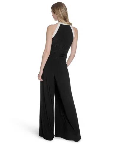 Vince Camuto Women's Halter Twist-front Wide-leg Jumpsuit In Black
