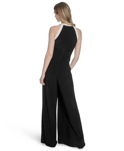 Vince Camuto Women's Halter Twist-front Wide-leg Jumpsuit In Black