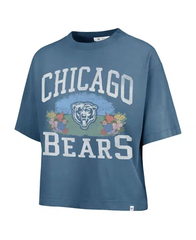 47 Brand '47  Mineral Blue Chicago Bears Florentina Montauk Cropped T-shirt In Blue