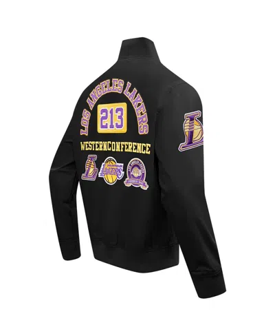 Pro Standard Men's Black Los Angeles Lakers Area Code Twill Full-zip Jacket In Black