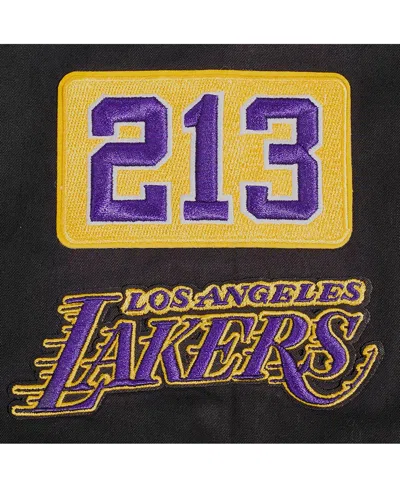 Pro Standard Men's Black Los Angeles Lakers Area Code Twill Full-zip Jacket In Black