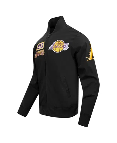 Pro Standard Men's Black Los Angeles Lakers Area Code Twill Full-zip Jacket In Black