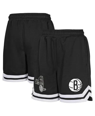 Outerstuff Big Boys And Girls Black Brooklyn Nets Teardrop Fleece Shorts In Black