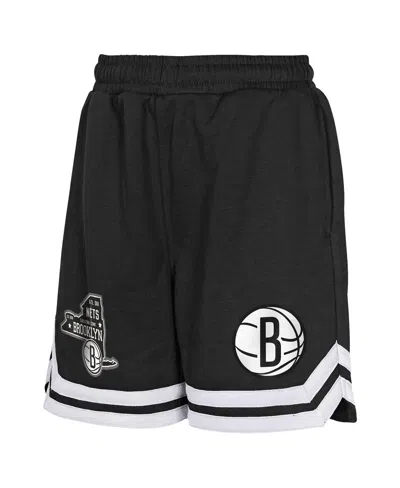 Outerstuff Big Boys And Girls Black Brooklyn Nets Teardrop Fleece Shorts In Black
