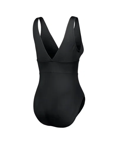 Tommy Bahama Women's Black Clemson Tigers Palm Modern V-neck One-piece Swimsuit In Black