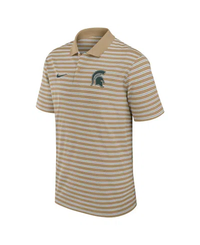 Nike Men's Tan Michigan State Spartans Athletic Prep Striped Performance Polo Shirt In Multi