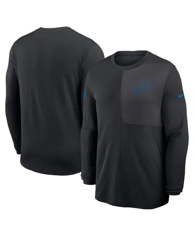 Nike Black Carolina Panthers Sideline Coach Uv Performance Long Sleeve T-shirt In Black