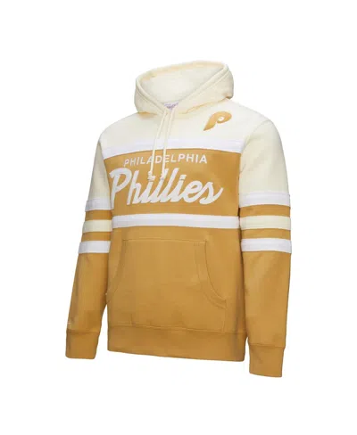 Mitchell & Ness Men's Tan/cream New York Yankees Head Coach Pullover Hoodie In Neutral