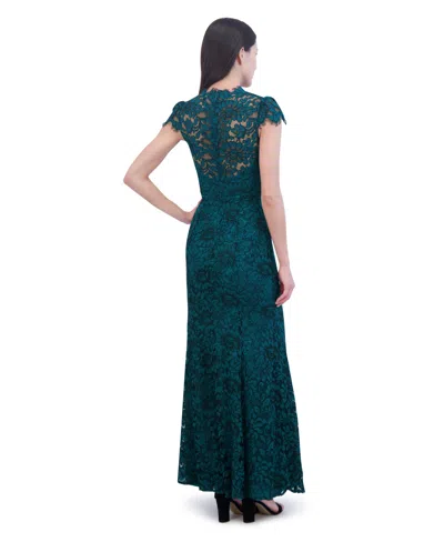 Eliza J Scalloped-edge Lace Gown In Blue