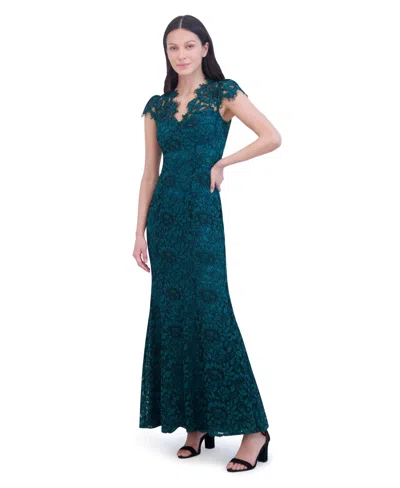 Eliza J Scalloped-edge Lace Gown In Blue