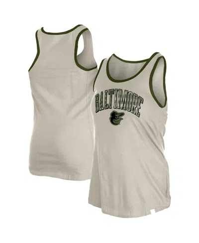 New Era Women's Cream Baltimore Orioles Armed Forces Tank Top In Gray