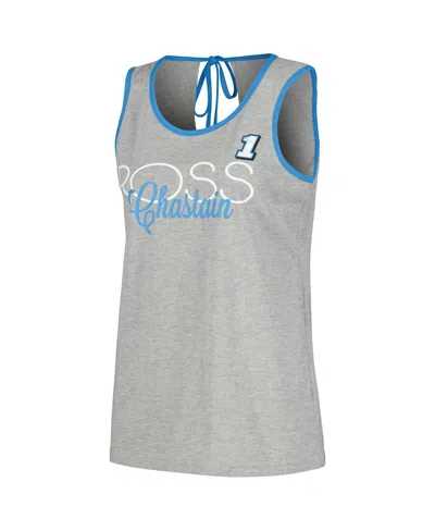 G-iii 4her By Carl Banks Women's Heather Gray Ross Chastain Fastest Lap Fashion Tank Top In Gray