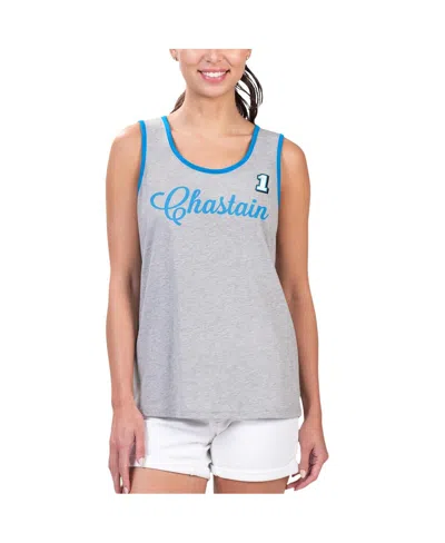 G-iii 4her By Carl Banks Women's Heather Gray Ross Chastain Fastest Lap Fashion Tank Top In Gray