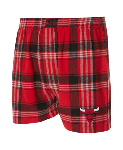 Concepts Sport Men's Red Chicago Bulls Region Flannel Boxer Shorts In Red