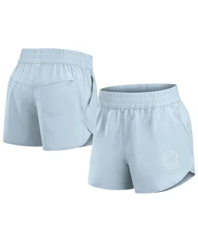Fanatics Women's Light Blue Chicago Cubs Studio Woven Vibe Shorts In Blue