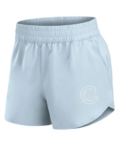 Fanatics Women's Light Blue Chicago Cubs Studio Woven Vibe Shorts In Blue