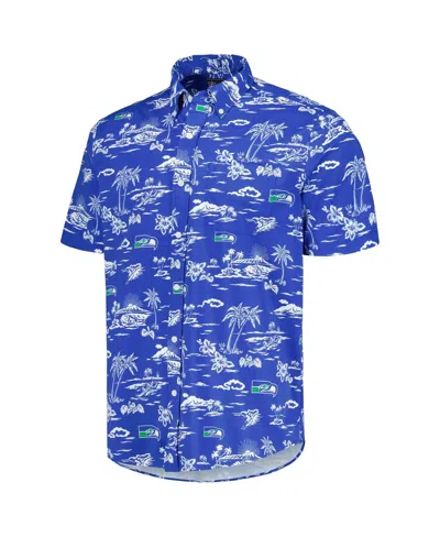 Reyn Spooner Men's Royal Seattle Seahawks Throwback Kekaiâ Print Button-up Shirt In Blue