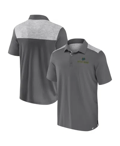 Fanatics Men's Gray Notre Dame Fighting Irish Iconic Brushed Blocked Polo Shirt In Gray