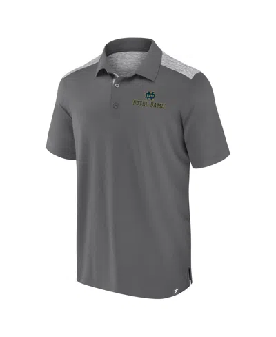 Fanatics Men's Gray Notre Dame Fighting Irish Iconic Brushed Blocked Polo Shirt In Gray