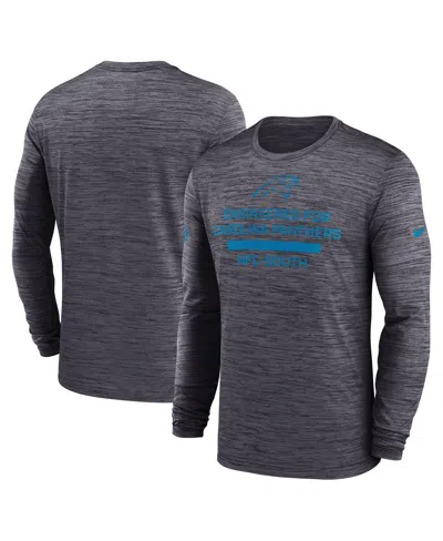 Nike Men's Black Carolina Panthers Sideline Velocity Performance Long Sleeve T-shirt In Gray