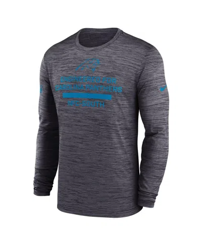 Nike Men's Black Carolina Panthers Sideline Velocity Performance Long Sleeve T-shirt In Gray