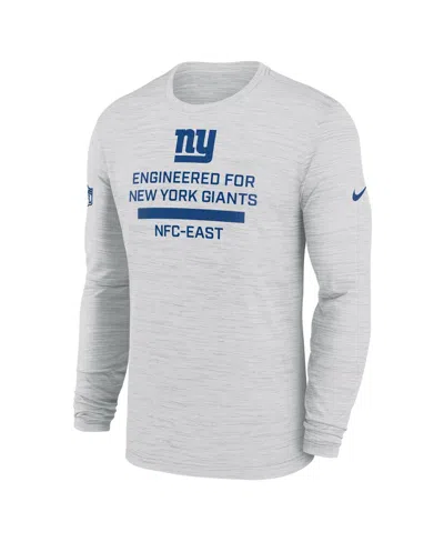 Nike Men's Ash New York Giants Sideline Velocity Performance Long Sleeve T-shirt In Gray
