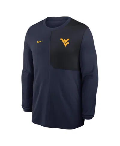 Nike Men's Navy West Virginia Mountaineers 2025 Sideline Coach Uv Performance Long Sleeve T-shirt In Blue