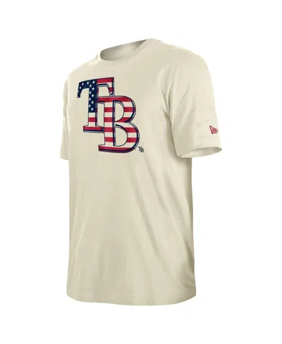 New Era Men's Cream Tampa Bay Rays Americana Flag Fill T-shirt In Neutral