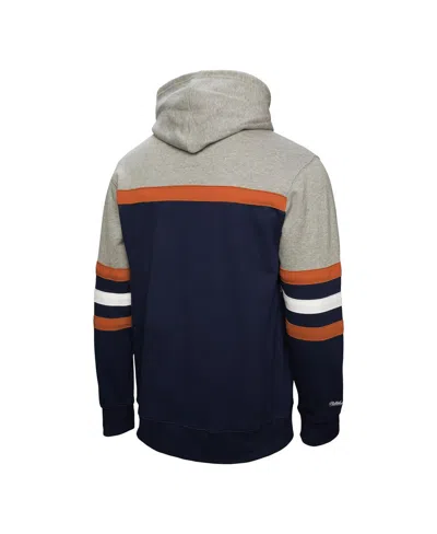 Mitchell & Ness Men's Navy/gray Edmonton Oilers Head Coach Pullover Hoodie Sweatshirt In Black