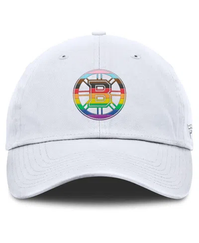 Fanatics Men's White Boston Bruins Pride Adjustable Hat