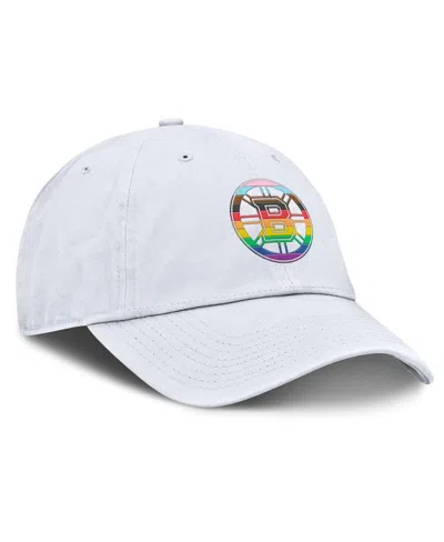Fanatics Men's White Boston Bruins Pride Adjustable Hat