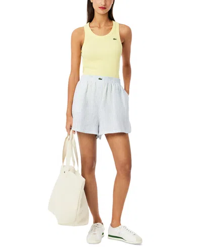 Lacoste Usa Women's Striped Linen Pull-on Shorts