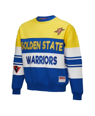 Mitchell & Ness X Dannijo Women's Gold/royal Golden State Warriors Blocked Pullover Sweatshirt In Yellow