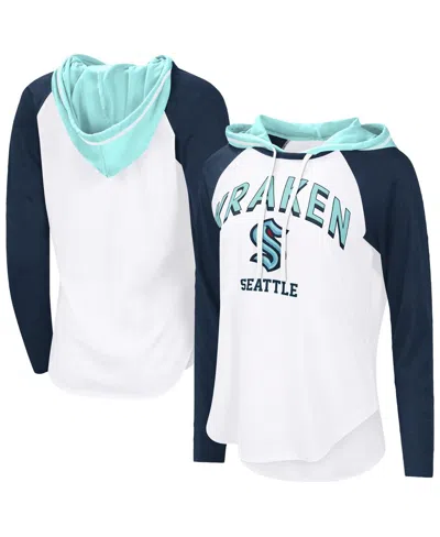 G-iii 4her By Carl Banks White Seattle Kraken Vip Raglan Long Sleeve Hoodie T-shirt In White
