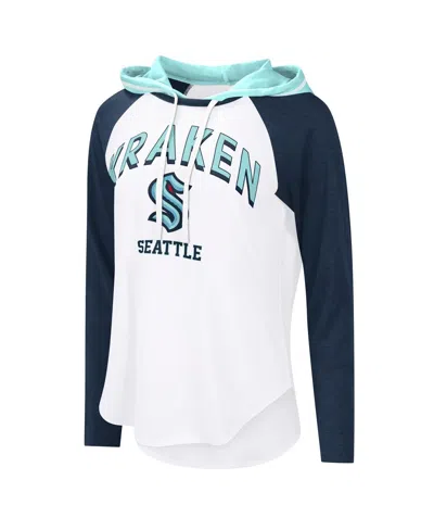 G-iii 4her By Carl Banks White Seattle Kraken Vip Raglan Long Sleeve Hoodie T-shirt In White