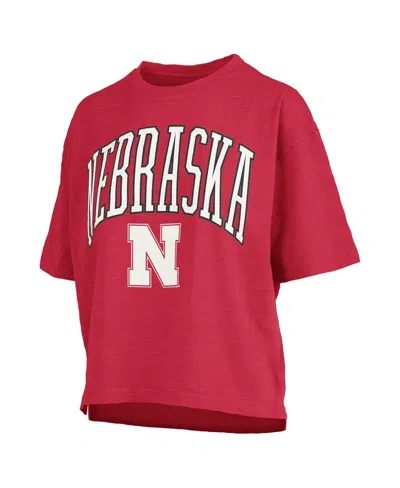 Pressbox Women's Scarlet Nebraska Huskers Nelson Arch Over Logo Waist Length Oversized Slub T-shirt In Red