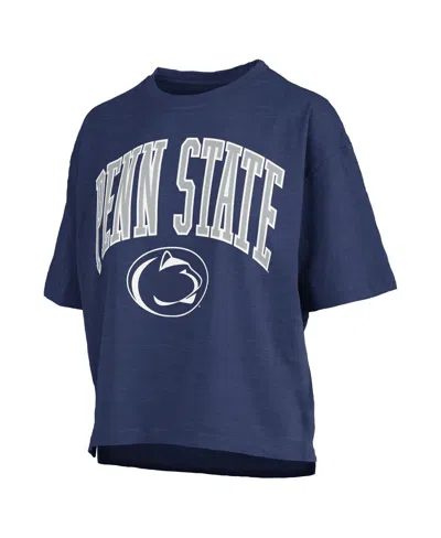 Pressbox Women's Navy Penn State Nittany Lions Nelson Arch Over Logo Waist Length Oversized Slub T-shirt In Blue