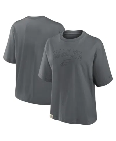 Nike Charcoal Philadelphia Eagles Glory Arch Boxy T-shirt In Gray