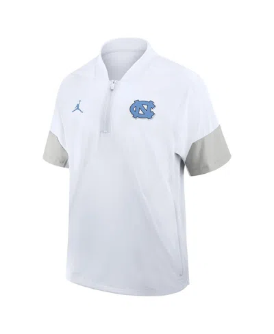 Jordan Men's White North Carolina Tar Heels 2025 Sideline Short Sleeve Quarter-zip Coach Jacket In White