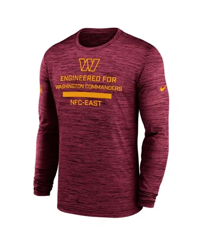 Nike Men's Burgundy Washington Commanders Sideline Velocity Performance Long Sleeve T-shirt In Red